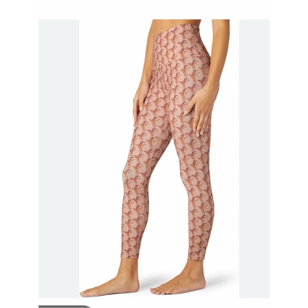 Beyond Yoga High-Waist Pink Botanical leaf Print Leggings Sz XS